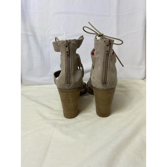 Steve Madden Taupe Lace Up Sandals Size 7.5 M Gladiator Block Heel - Picture 3 of 8